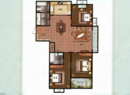 A户型， 3室2厅2卫1厨， 建筑面积约134.00平米