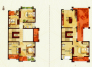 E 户型， 6室2厅4卫1厨， 建筑面积约421.67平米