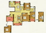 G户型， 4室2厅2卫1厨， 建筑面积约126.00平米